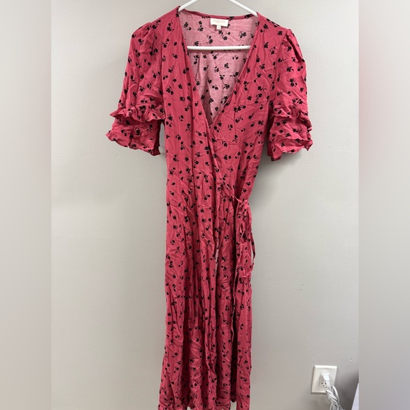 Floral Pink Wrap Dress - Picture 1 of 3